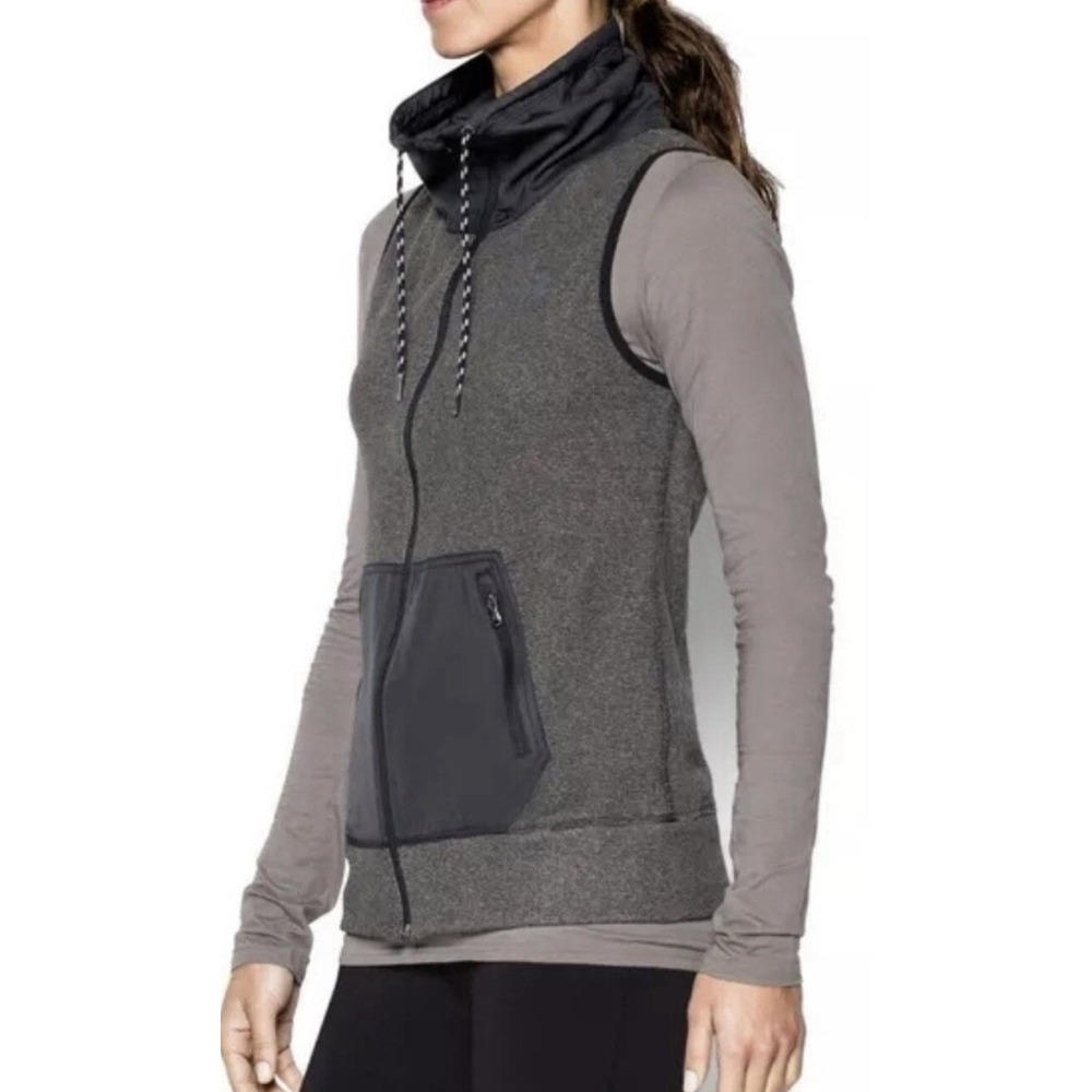 Under Armour UA Survivor Hybrid Full Zip Cold Gear Vest Gray Black Womens Medium